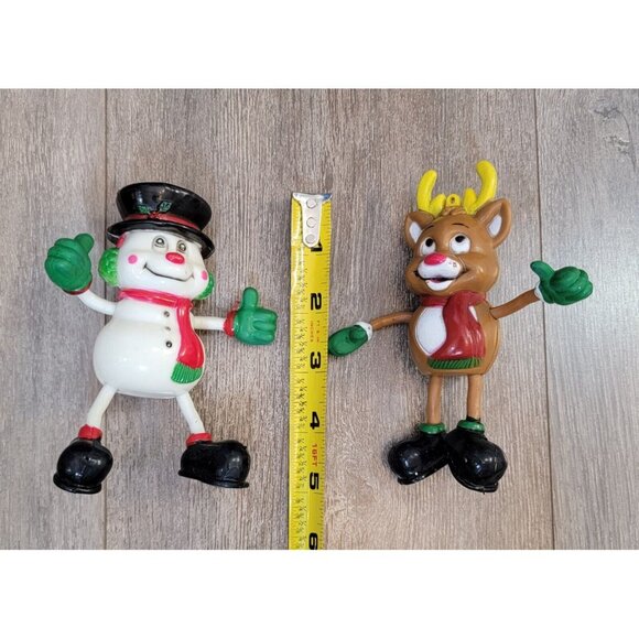 Vtg 1990 Fun World Snowman & Reindeer Bendable Arms & Legs Ornaments Lot Of 2 - Picture 9 of 9